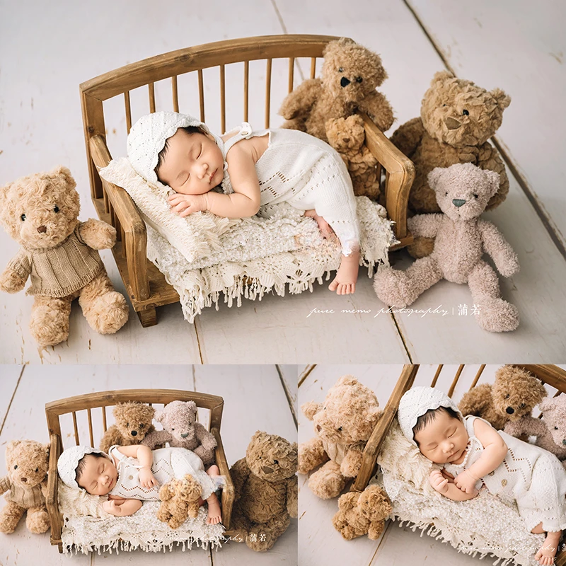 Baby Clothing For Bed - Newborn Photography Props Wooden Posing Crib