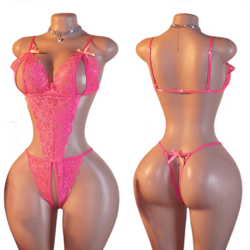 Baby Clothing Bundles - One-piece Hollow Rose Lace Transparent Sexy
