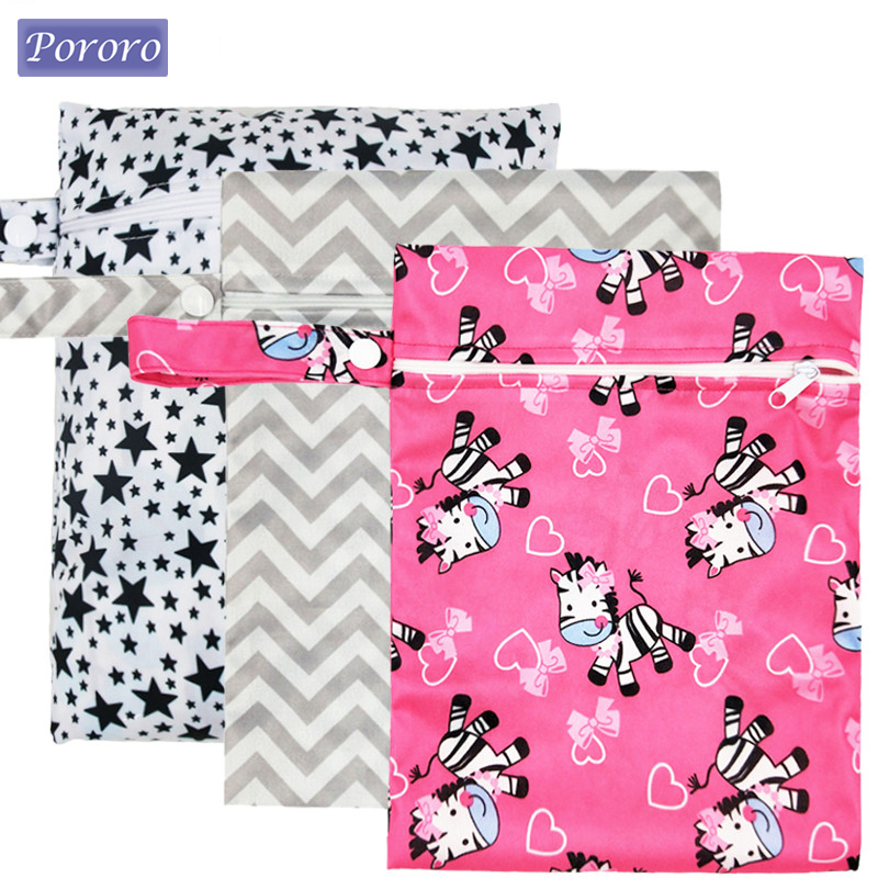 Baby Clothing Bag - Waterproof Reusable Wet Bag Printed Pocket