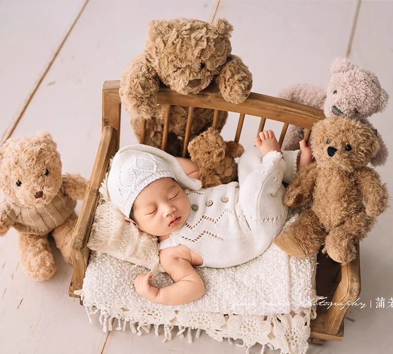 Newborn Photography Props Wood - Baby Clothing For Bed 评论和价格